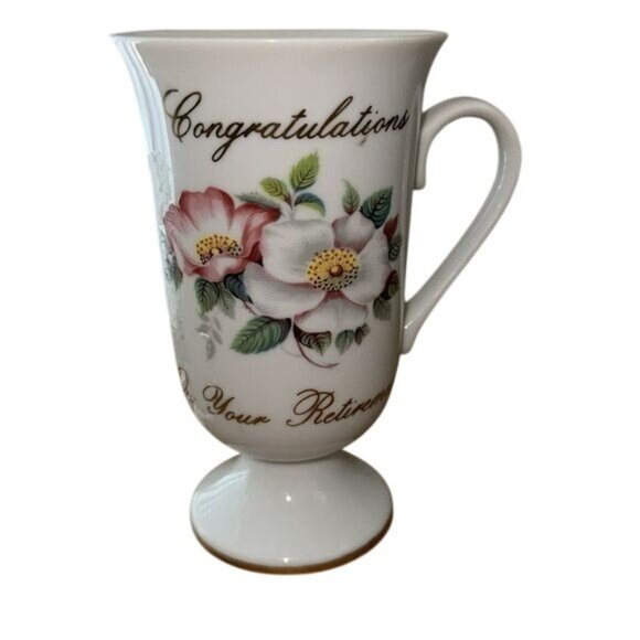 Congratulations Retirement Porcelain Floral Mug By Cardie West - Picture 1 of 5